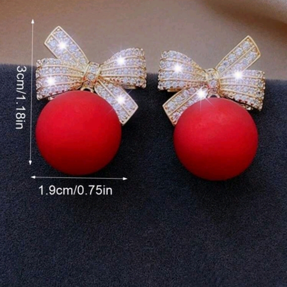 #127. Pair Luxury Elegant Crystal Bowknot Ball Earrings, Suitable For Women. - Picture 3 of 3